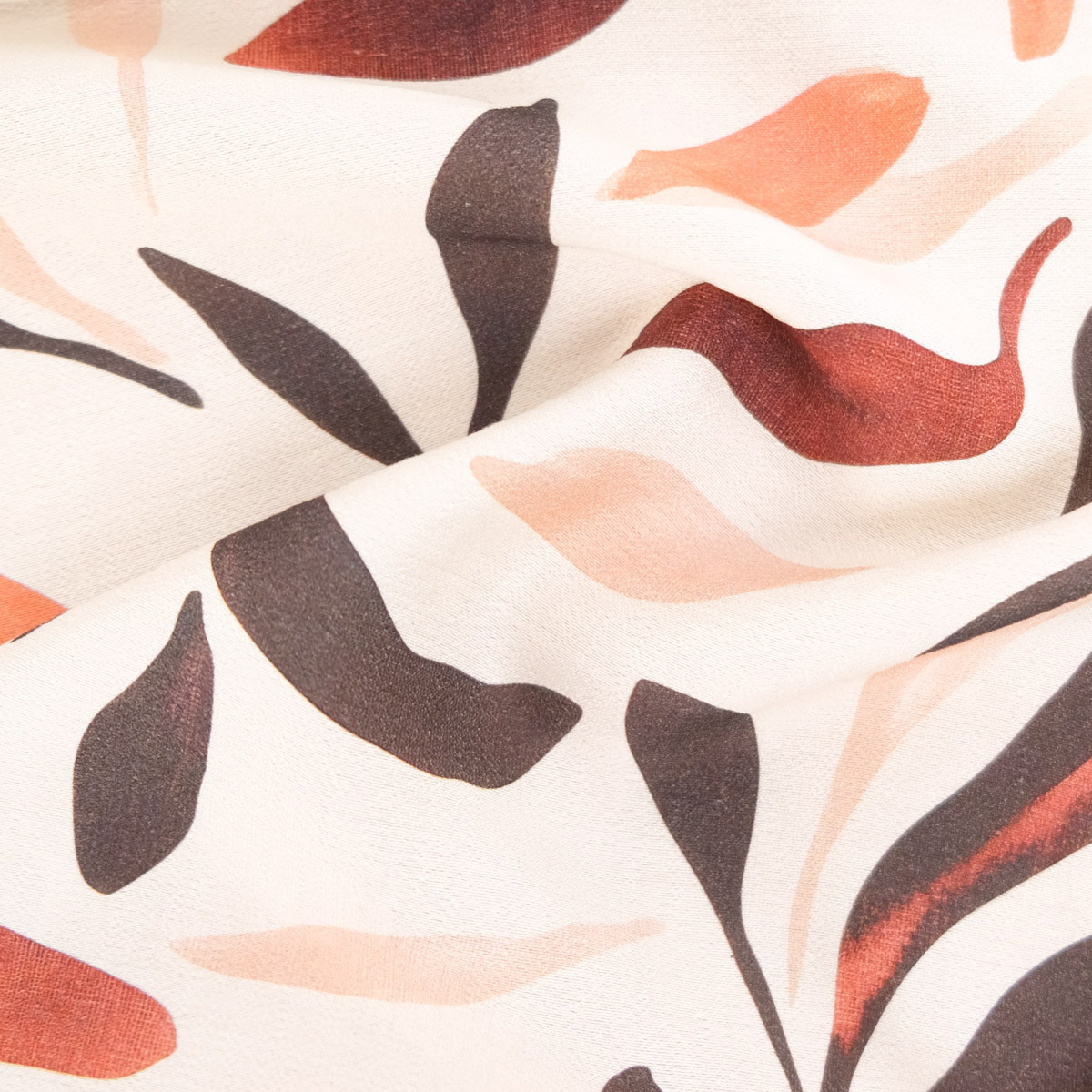 Mezcla de viscosa, estampado Elena, coral y terracota - Maison Klem